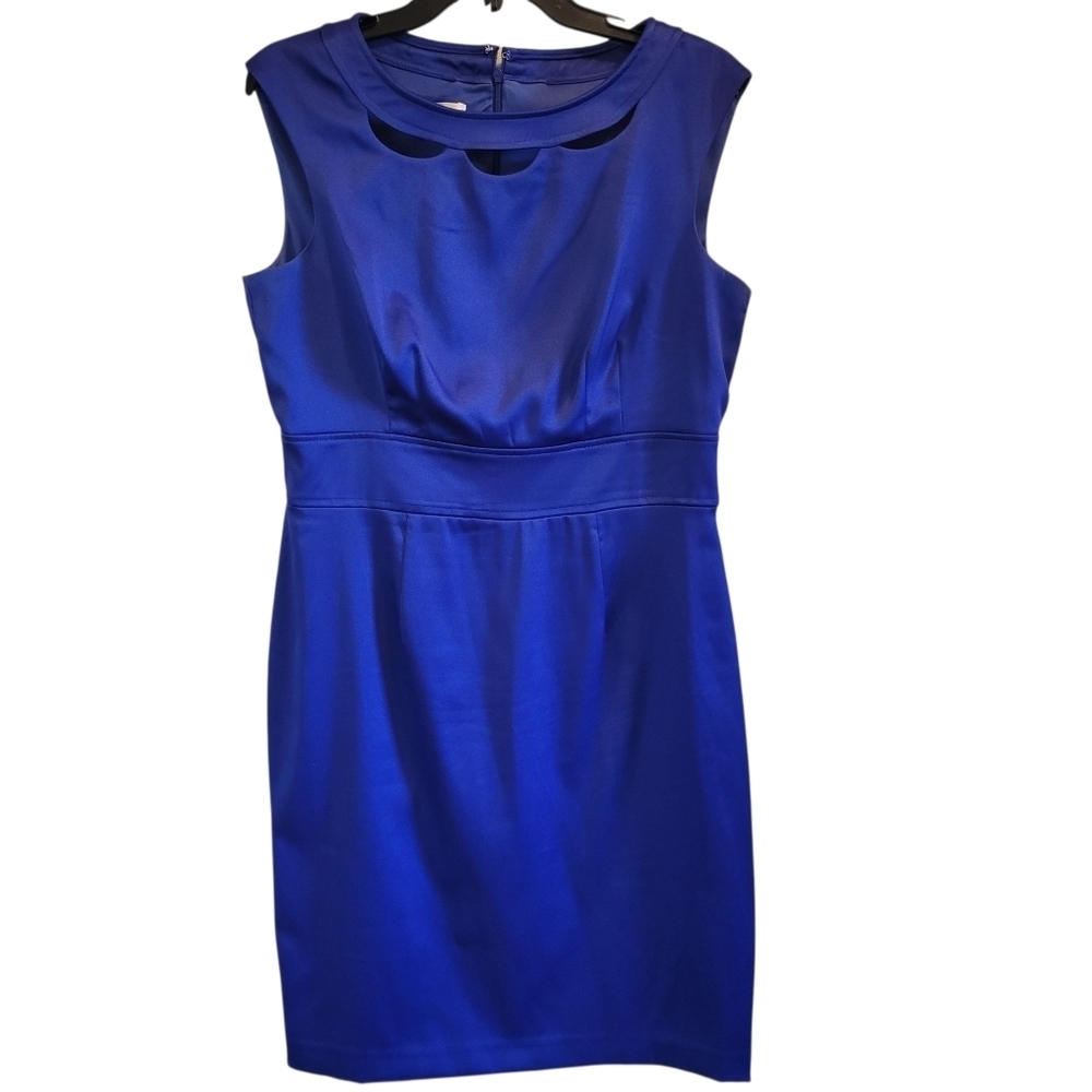London Times Blue Cutout Shift Dress